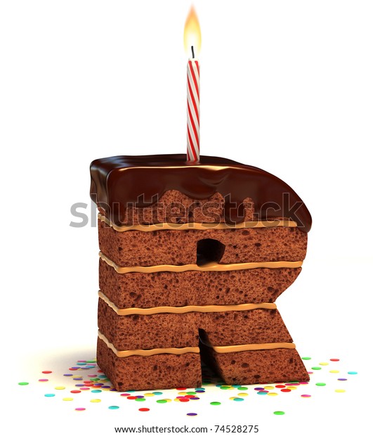 Letter R Shaped Chocolate Birthday Cake Stock Illustration