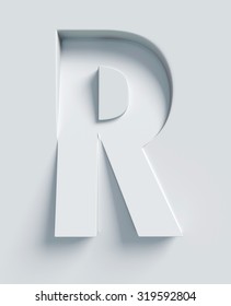 Letter R Slanted 3d Font Engraved And Extruded From The Surface