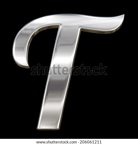 Letter T from chrome solid alphabet isolated on black