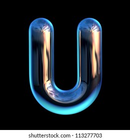 Letter U From Chrome Blue Sunset Alphabet