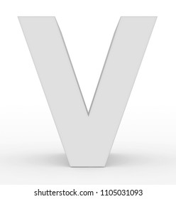 letter V 3d white isolated on white - 3d rendering