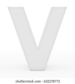 letter V 3d white isolated on white - 3d rendering