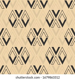 Letter V Beige Seamless Pattern