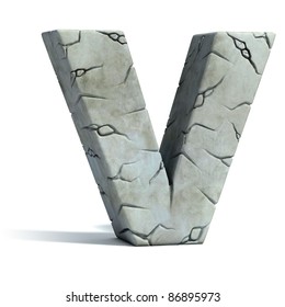 Letter V Cracked Stone 3d Font