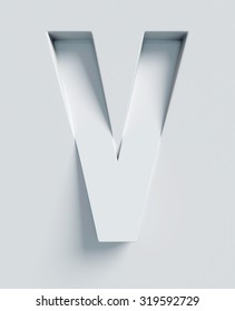 Letter V Slanted 3d Font Engraved And Extruded From The Surface