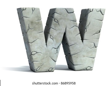 Letter W Cracked Stone 3d Font