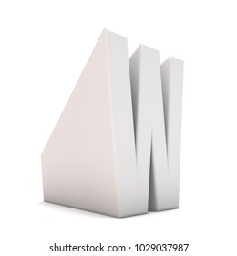 Letter W Sloping Perspective Font. 3D Rendering