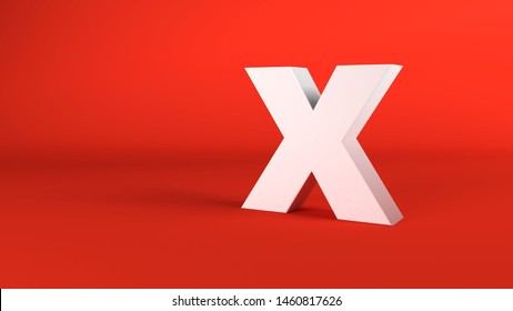 The Letter X In White On A Red Background, 3d Render