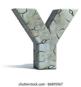 Letter Y Cracked Stone 3d Font