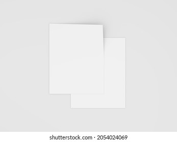 Letterhead Pad, Flyer, Leaflet Mockup Presentation. Elegant Stationery Mockup In 3D Rendered Illustration In White Background. 