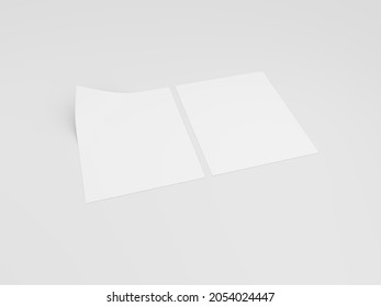 Letterhead Pad, Flyer, Leaflet Mockup Presentation. Elegant Stationery Mockup In 3D Rendered Illustration In White Background. 