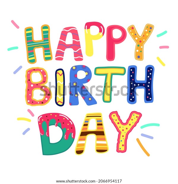 Lettering Happy Birthday Cartoon Lettering Congrats Stock Illustration 