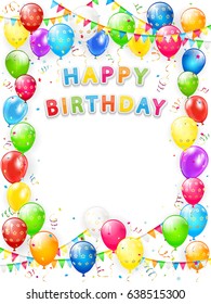 Lettering Happy Birthday Frame Flying Colorful Stock Illustration ...