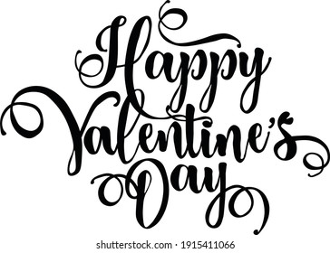 Lettering Happy Valentines Day On White Stock Illustration 1915411066 ...