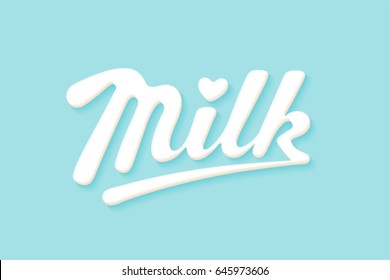 Lettering Milk Handwritten Design Label Brand Stock Vector (Royalty ...