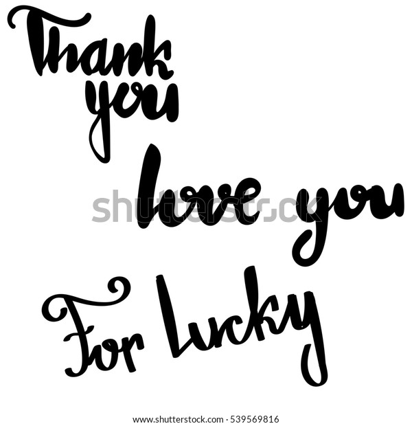 Lettering Thank You Love You Luck のイラスト素材