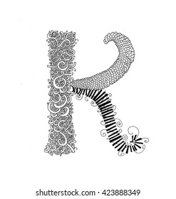 Letters Alphabet Calligraphy Hand Drawn Flowers Stock Illustration ...