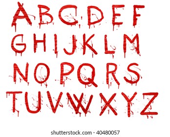 Letters Dripping With Blood On White Background