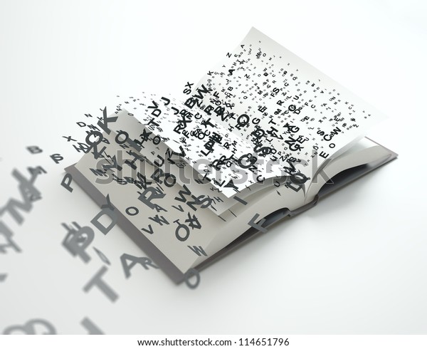 Letters Flying Out Open Book Stock Illustration