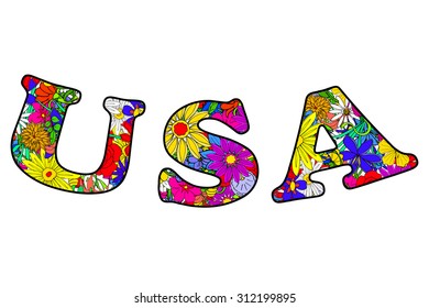 Letters USA made flowers  