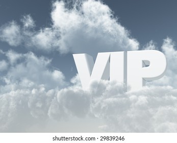the letters vip in cloudy sky - 3d illustration