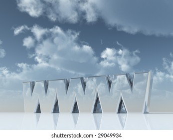 the letters www in front of cloudy blue sky - 3d illustration