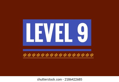 LEVEL 9 3d Text Design Illustration On Brown ,blu Background White Text Some Star.