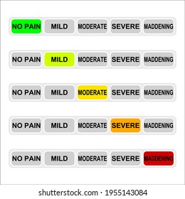 Level Pain Indicator, Light Button Set. Evaluate And Measurement, Moderate Measure, High Diagnosis, Maddening Level Illustration