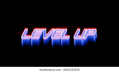 Level up text. 3d render illustration.