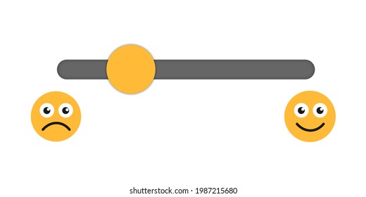 Lever And Switch For Change Of Mood - Choosing And Deciding Between Positive And Optimist Happy And Joyful Mood Or Negative And Pessimist Miserable And Unhappy Feeling. Illustration. 