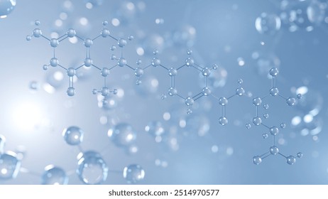 levomefolic acid molecular structure 3d, form of folate, structural chemical formula view from a microscope