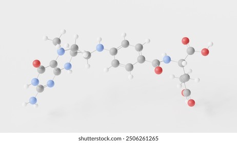 levomefolic acid molecule 3d, molecular structure, ball and stick model, structural chemical formula form of folate