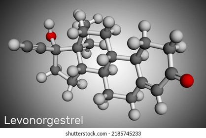 Levonorgestrel Progestin Molecule. It Is Synthetic Progestogen, Contraceptive. Molecular Model. 3D Rendering. Illustration