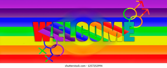 Lgbt Concept Rainbow Symbols Welcome Rights Stock Illustration ...