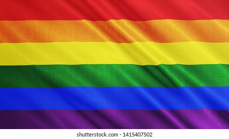 lgbt flag waving 3d illustration rainbow stock illustration 1415407502