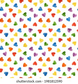 LGBT Pride Month Seamless Pattern. LGBT Art, Rainbow Clipart For Pride Stickers, Posters, Cards. Watercolor Clipart.