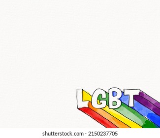 LGBT  Pride Month Watercolor Texture Concept. Rainbow  LGBT Text.