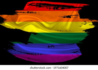 LGBT rainbow flag, creative national grunge flag, brushstroke flag Pride flag on black isolated background, concept of global, international cooperation, 3d illustration, 3d rendering	 - Powered by Shutterstock