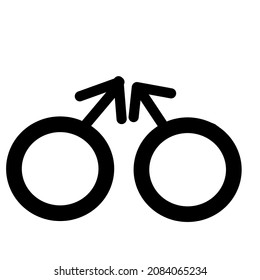 LGBTQ+ Gay Couple Icon Used Two Male Symbol.