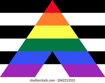 LGBTQ + Straight Ally Flag For The Rights Of Pride And Sexuality Allies' Support Of The LGBTQ+ Community.