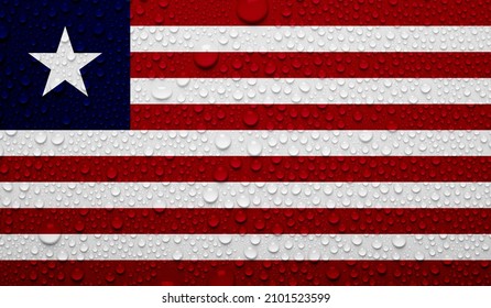 Liberia Flag On Water Texture. 3D Image