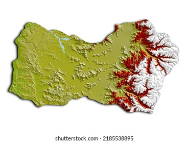 Libertador General Bernardo OHiggins Region Chile Map, Shaded Relief Map Of Libertador General Bernardo OHiggins Region Chile. 3D Render Physical Map.