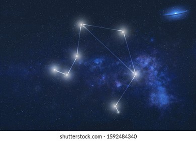 Libra Constellation stars in outer space. Zodiac Sign Libra constellation lines. Elements of this image were furnished by NASA 