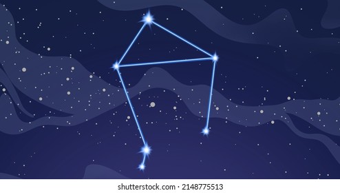 Libra constellation symbol. Libra constellation illustration. Blue stars