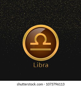 Libra Zodiac Sign. Libra Abstract Symbol. Libra Golden Icon