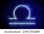 Libra zodiac sign made of stars on night sky