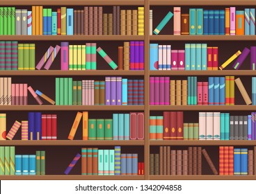 Library Book Shelf Literature Books Vector Stock Vector (Royalty Free ...