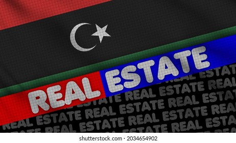 Libya Wavy Fabric Flag, Real Estate Title, 3D Illustration