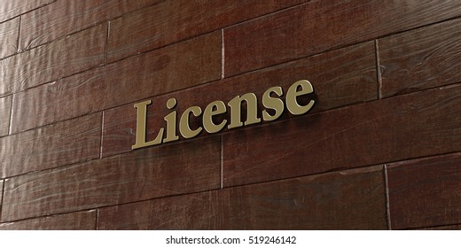 License - Bronze Plaque Mounted On Maple Wood Wall  - 3D Rendered Royalty Free Stock Picture. This Image Can Be Used For An Online Website Banner Ad Or A Print Postcard.