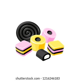 Licorice striped color layered candy. Raster version illustration.